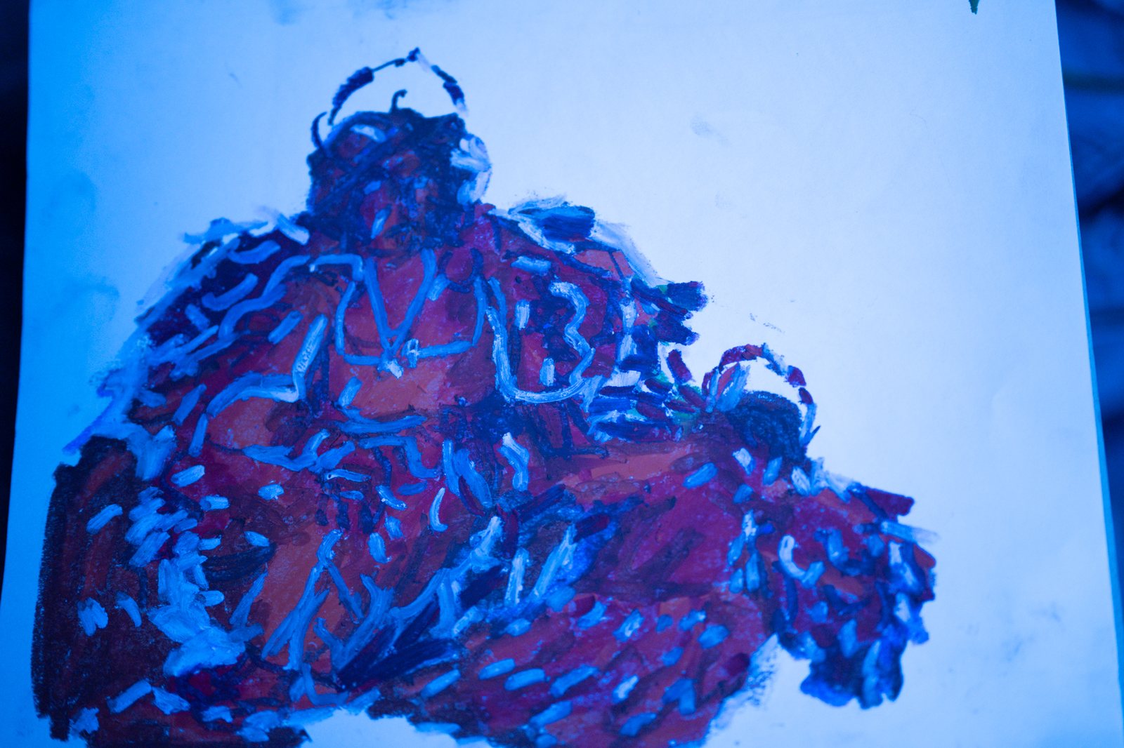Lost Angels, a colourful mixed-media drawing of the angel