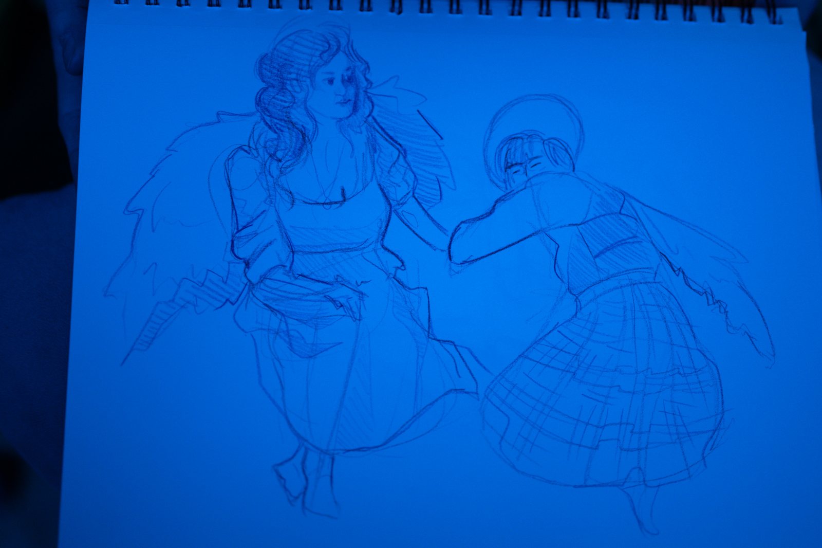 Lost Angels, a line drawing of the two angels