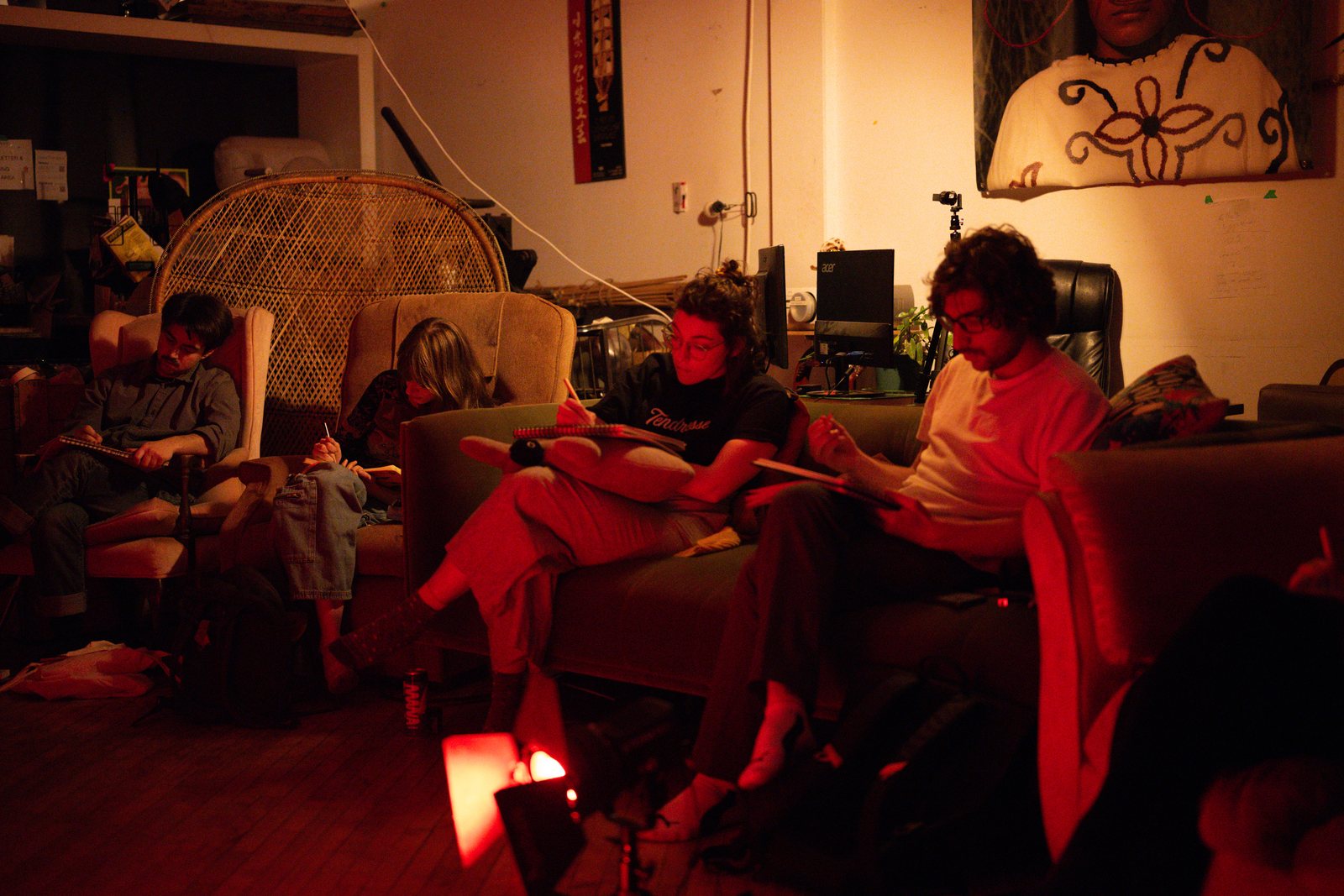 Lost Angels, the studio in warm red light